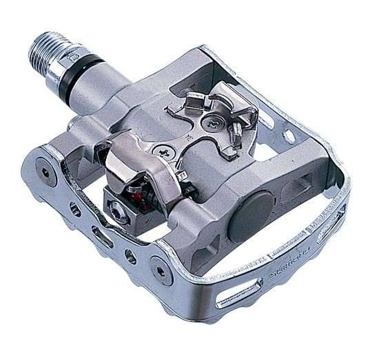 Pedaalset SPD Shimano M324 met plaatje SM-SH56 enkelzijdige binding - zilver-0