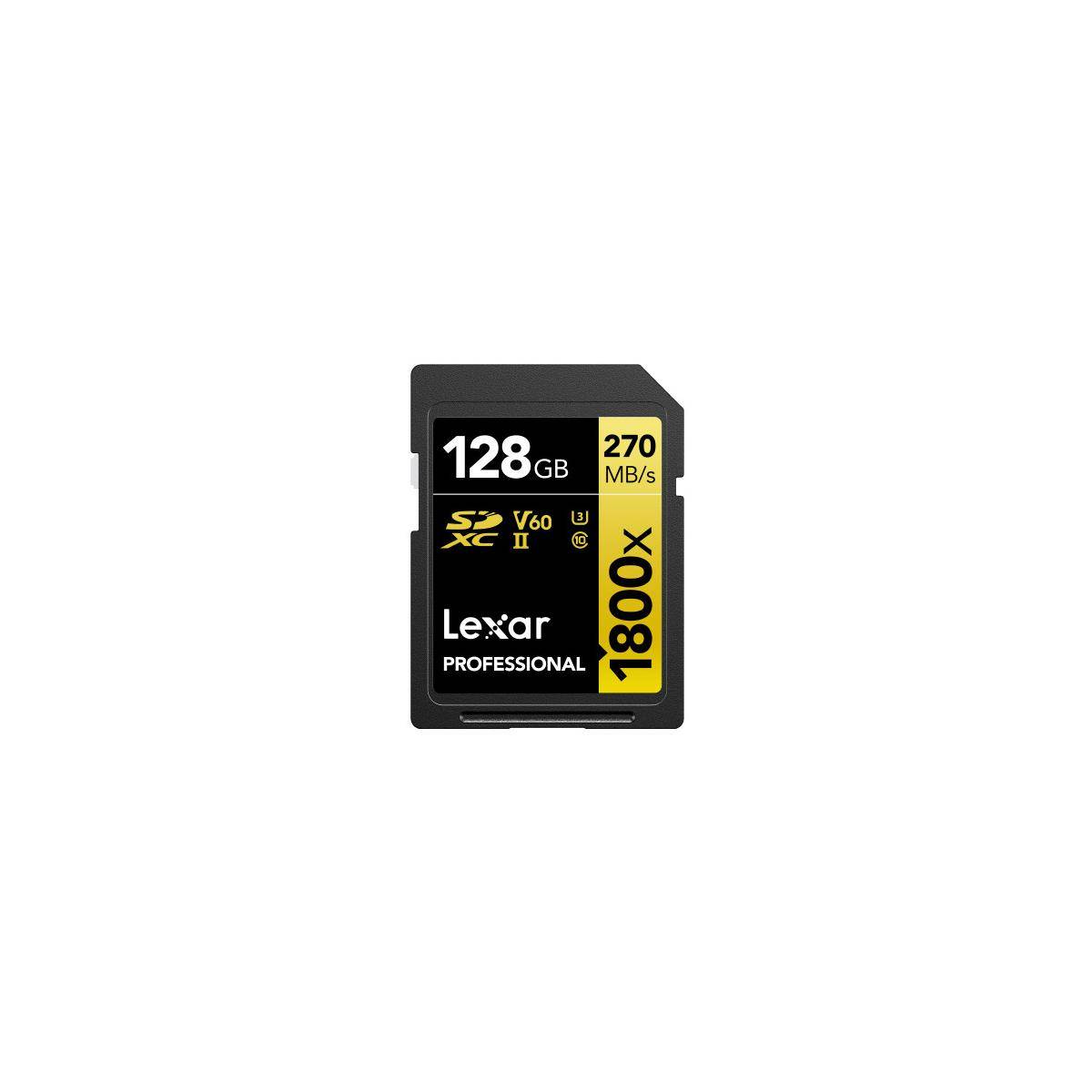 Lexar 128 GB, 270 MB/s lezen, 180 MB/s schrijven, Klasse 10, U3, V60-2