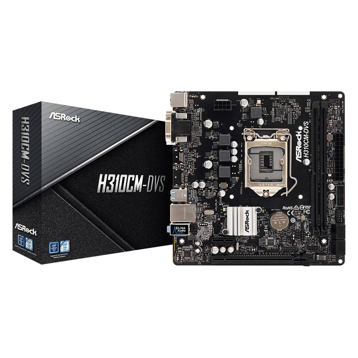 ASRock H310CM-DVS Moederbord Socket Intel LGA 1151 Vormfactor Micro-ATX Moederbord chipset Intel® H310-5