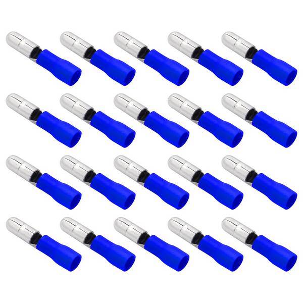 VLTG Geïsoleerde Bullet Stekker 4mm Blauw - Mannelijk - Ronde Kabelschoen - 1.5-2.5 mm² - 20 stuks
