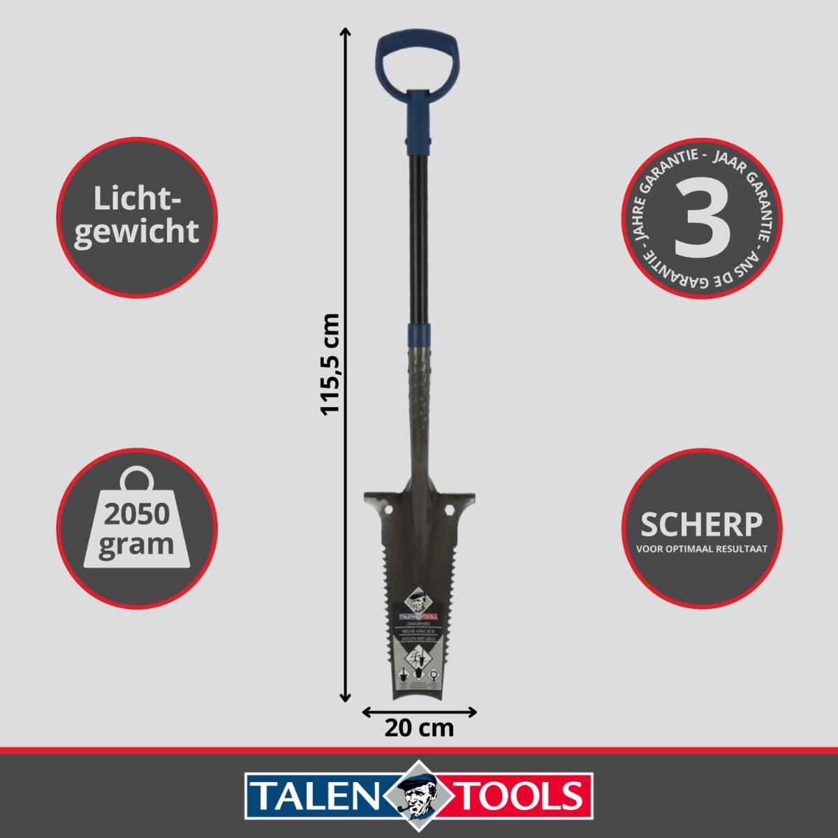 Talen Tools - Zaagspade - Boomwortelspade - Tuinschop - Bats - Schep - Schop - Gehard staal - 115 cm-1