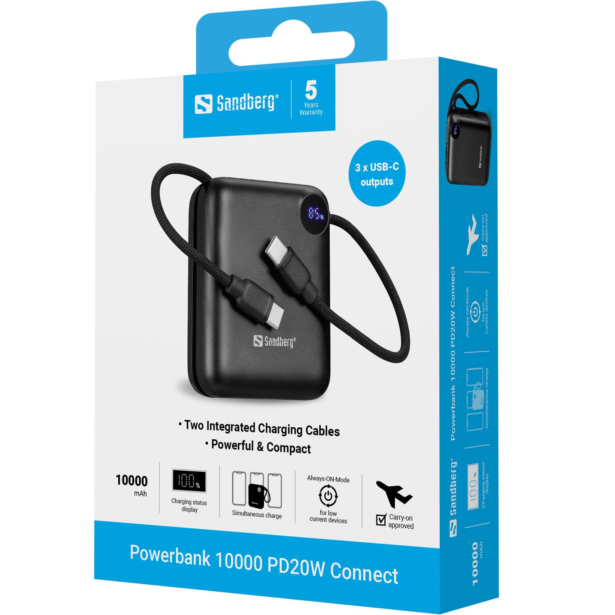 Sandberg Powerbank 10000 mAh Connect is je compacte en krachtige energiebron voor onderweg-3