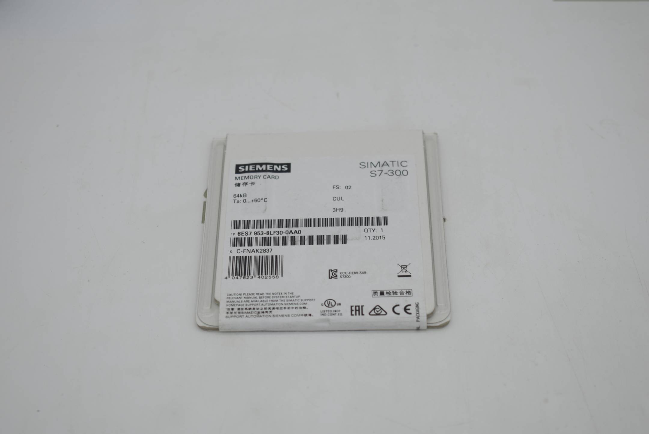 Siemens - 6ES7 953-8LF30-0AA0 - ***Spare part*** SIMATIC S7, Micro Memory Card for S7-300/C7/ET 200, 3, 3V Nflash, 64 KB-1