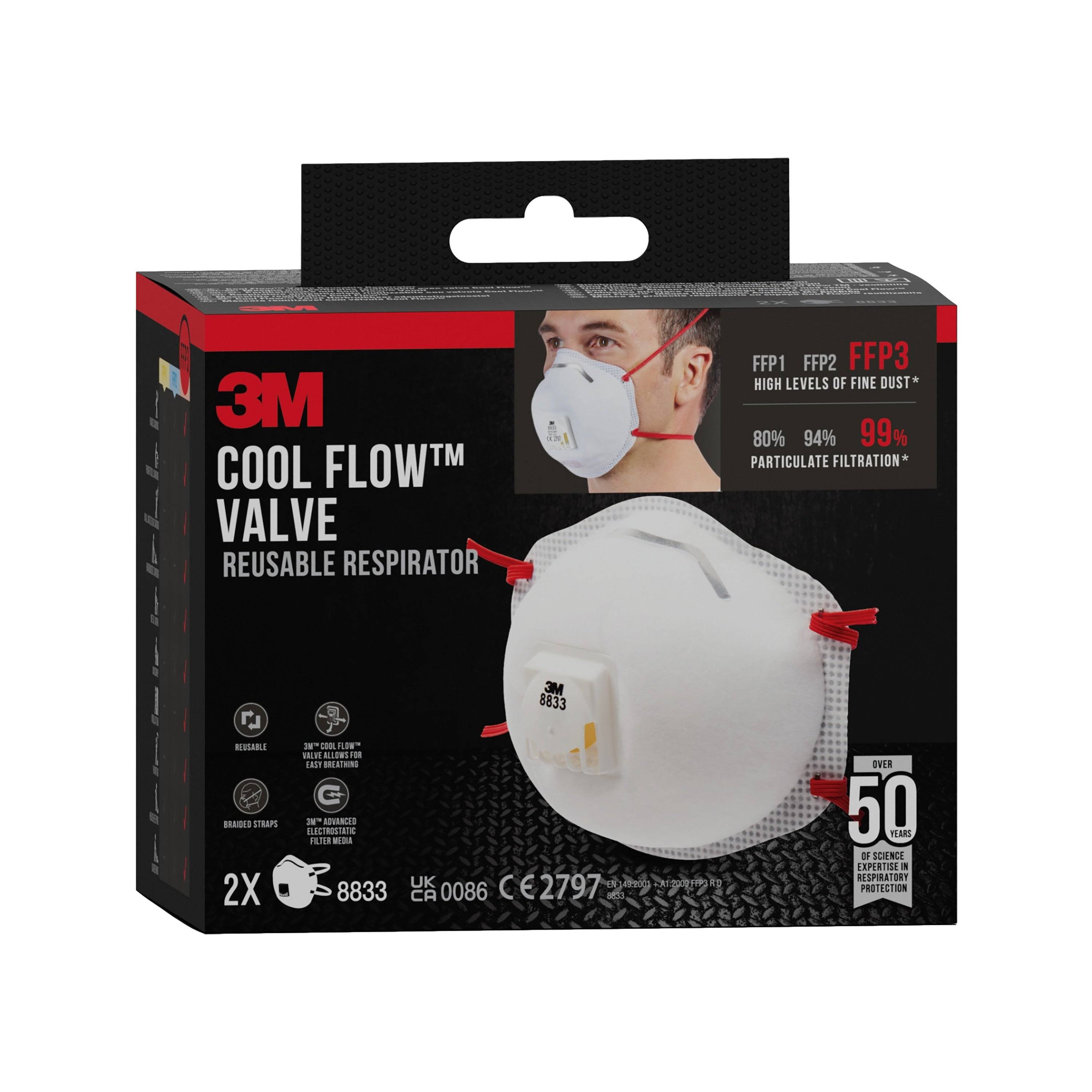 3M fijnstofmasker Aura, cupvorm, ventil, FFP3, blister van 2 stuks-3
