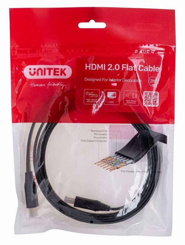 UTK UNITEK KABEL HDMI 2.0 4K60HZ, PLAT, 2M, C11063BK-2M