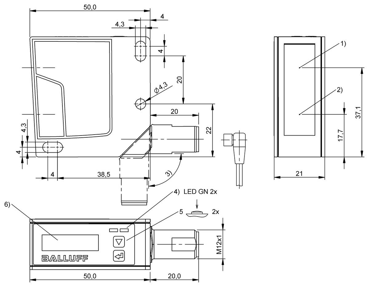 Balluff Optoelektronischer Sensor BOD 24K-LPI07-S-1