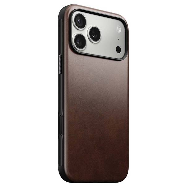 Nomad Modern leren hoesje voor iPhone 17 Pro Max, rustiek bruin Horween