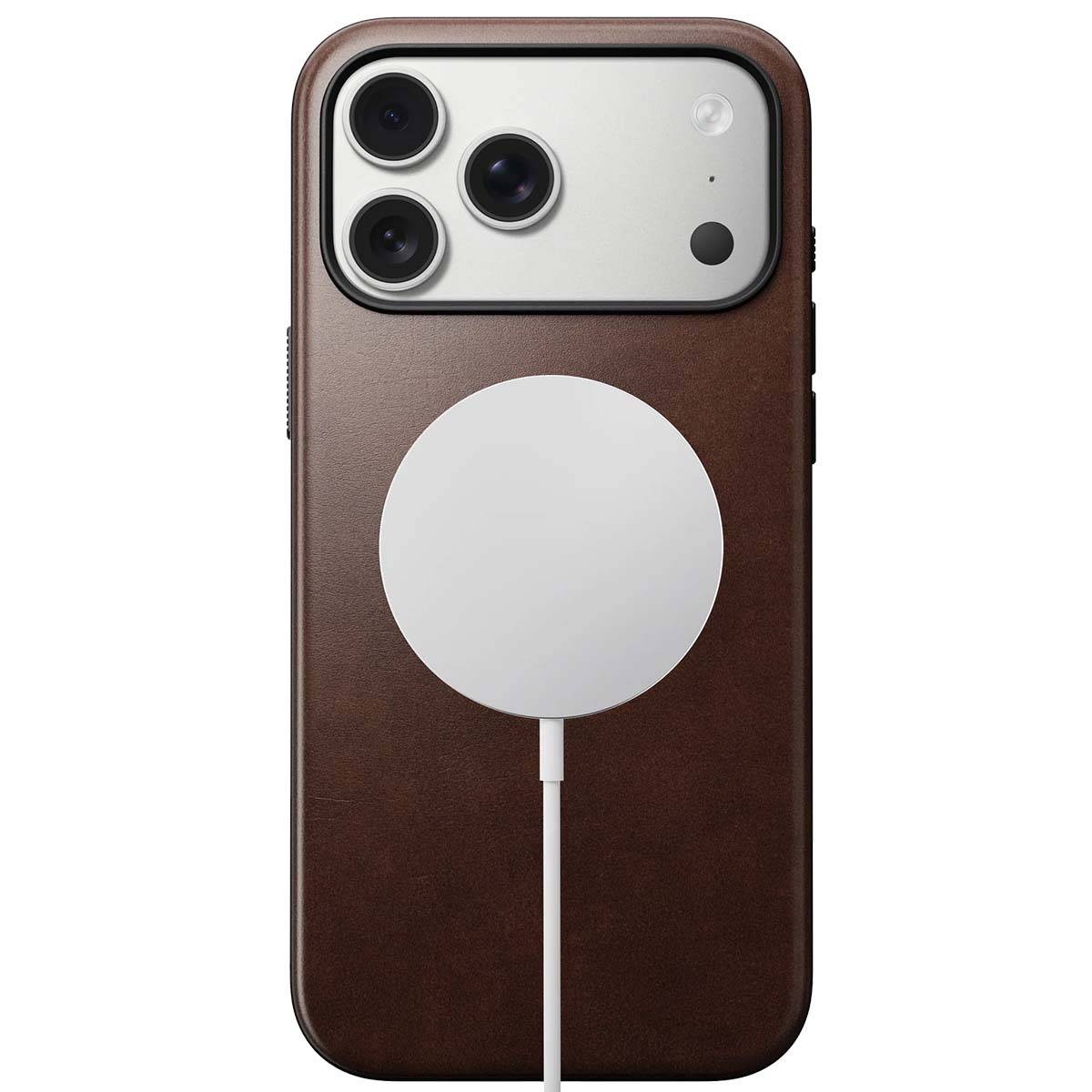 Nomad Modern leren hoesje voor iPhone 17 Pro Max, rustiek bruin Horween-1