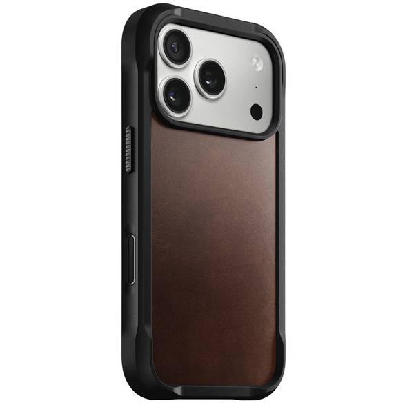 Nomad robuuste leren hoes voor iPhone 17 Pro, rustiek bruin Horween