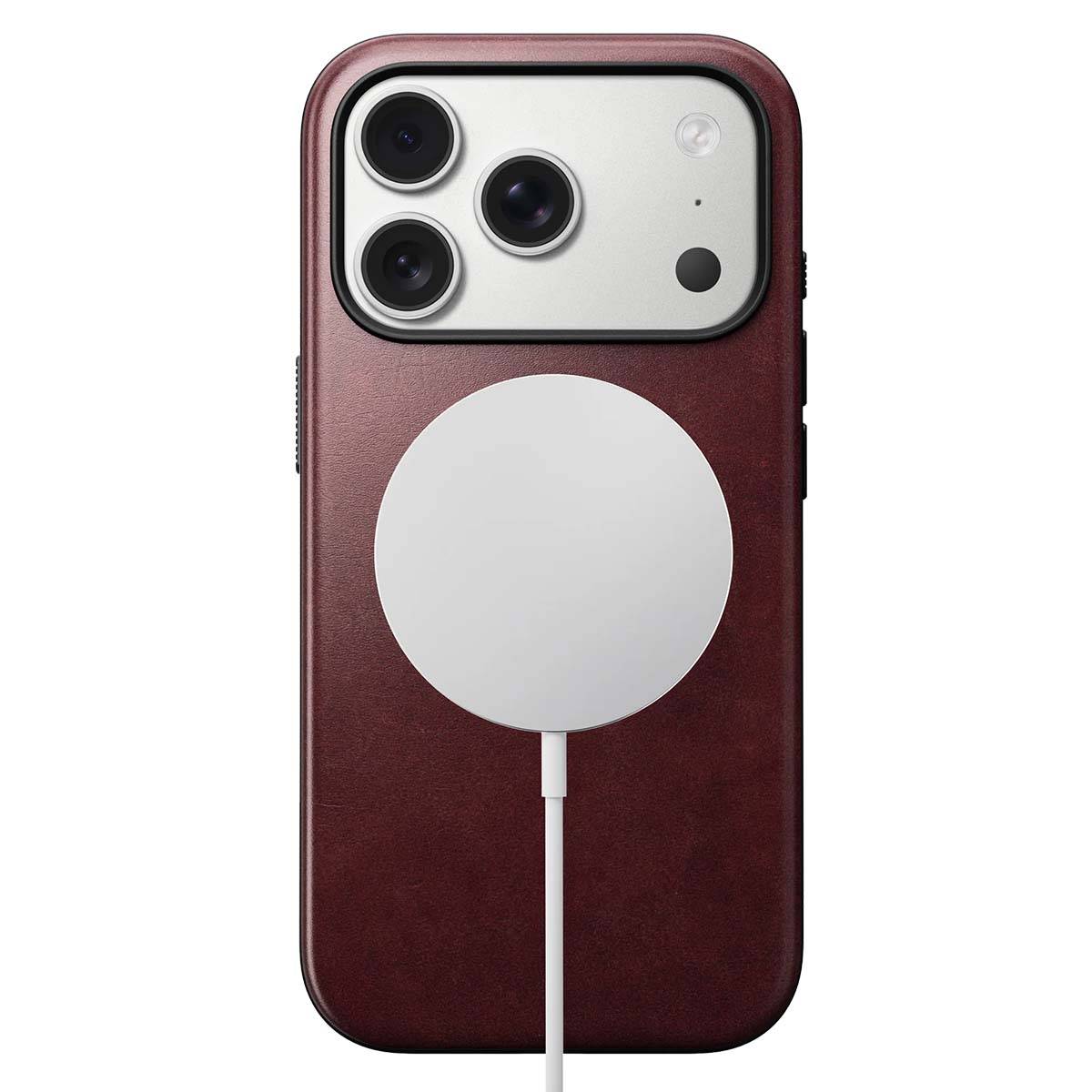 Nomad Modern leren hoesje voor iPhone 17 Pro, bordeauxrood Horween-1