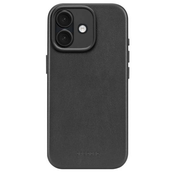 Decoded leren achterkant voor iPhone 17, zwart