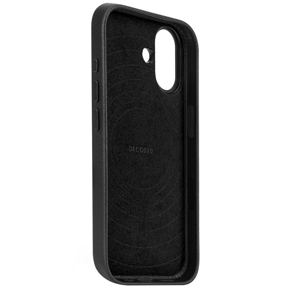 Decoded leren achterkant voor iPhone 17, zwart-2