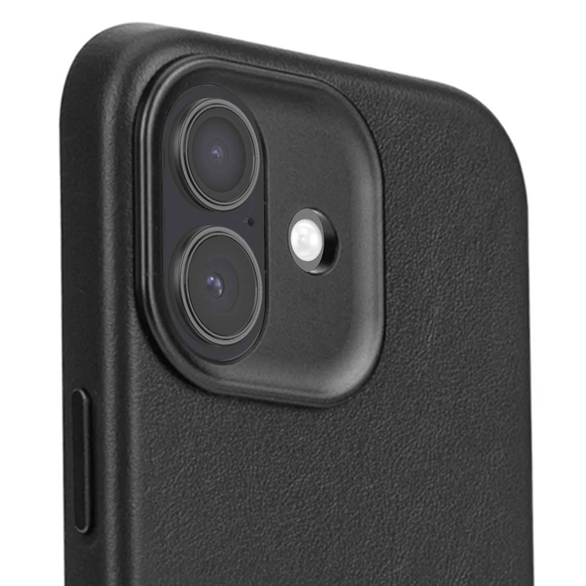 Decoded leren achterkant voor iPhone 17, zwart-3