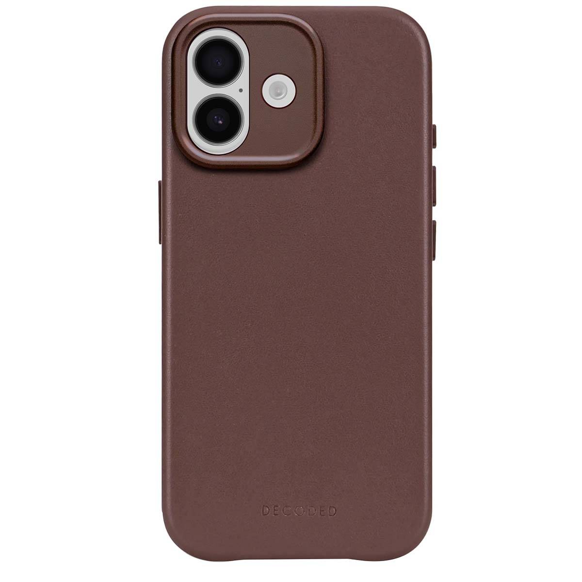 Decoded leren achterkant voor iPhone 17, chocoladebruin-0