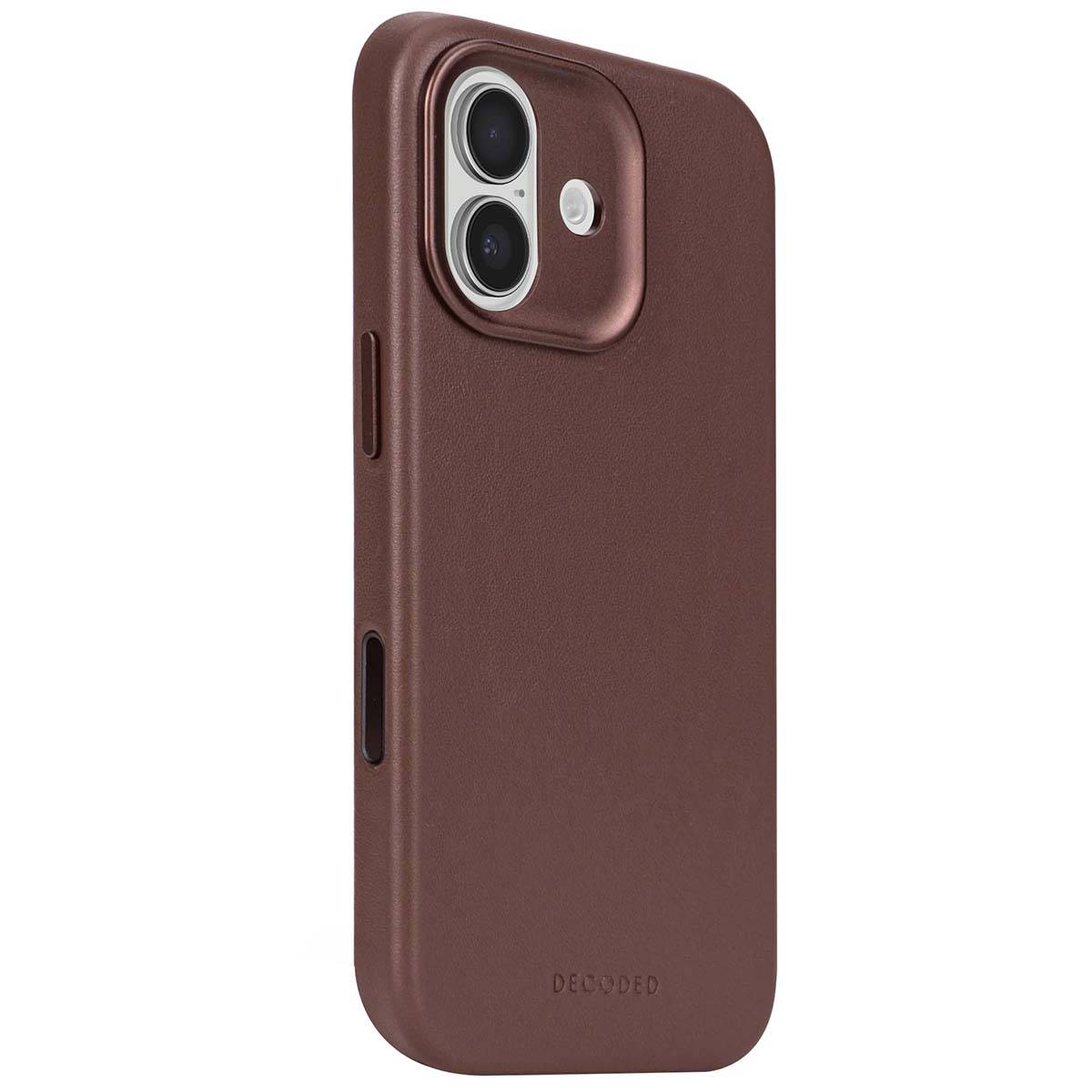 Decoded leren achterkant voor iPhone 17, chocoladebruin-1