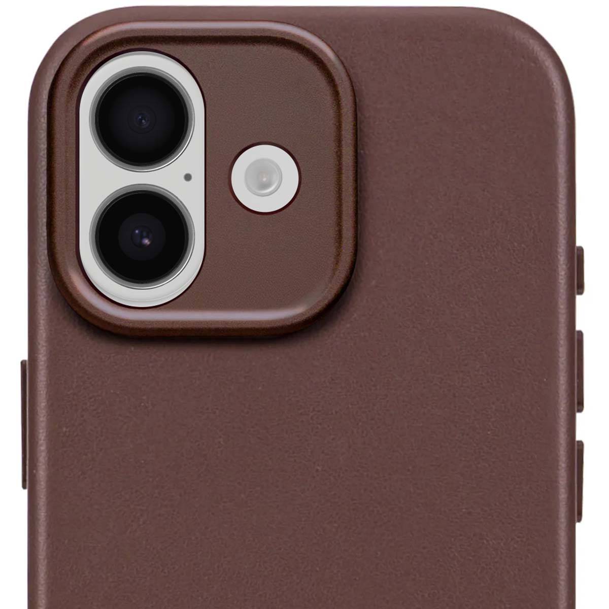 Decoded leren achterkant voor iPhone 17, chocoladebruin-2