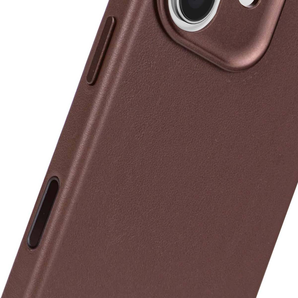 Decoded leren achterkant voor iPhone 17, chocoladebruin-3