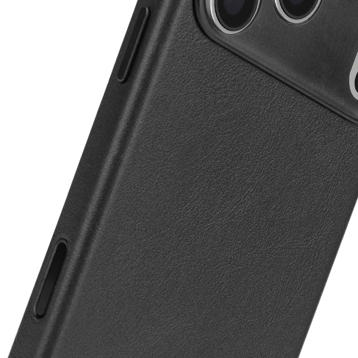 Decoded leren achterkant voor iPhone 17 Pro, zwart-3
