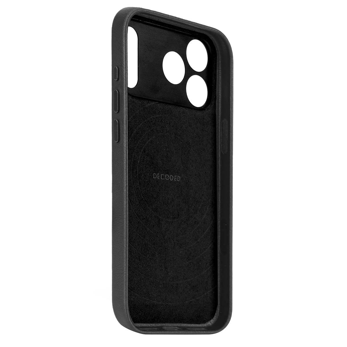 Decoded leren achterkant voor iPhone 17 Pro, zwart-4