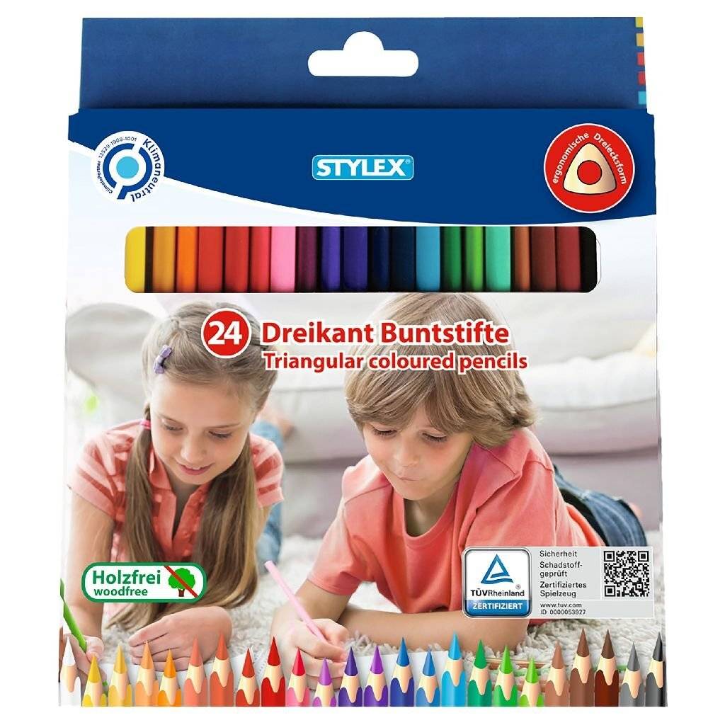 Stylex Driehoekige Kleurpotloden 24 Kleuren-0