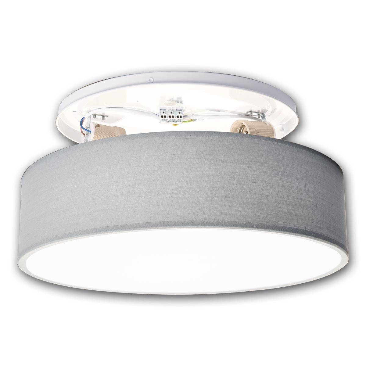 EINLICHT "FABRIC" Ø38CM- Plafonnière - 2X E27 - BlauwGrijs Stoffen Lampenkap-1