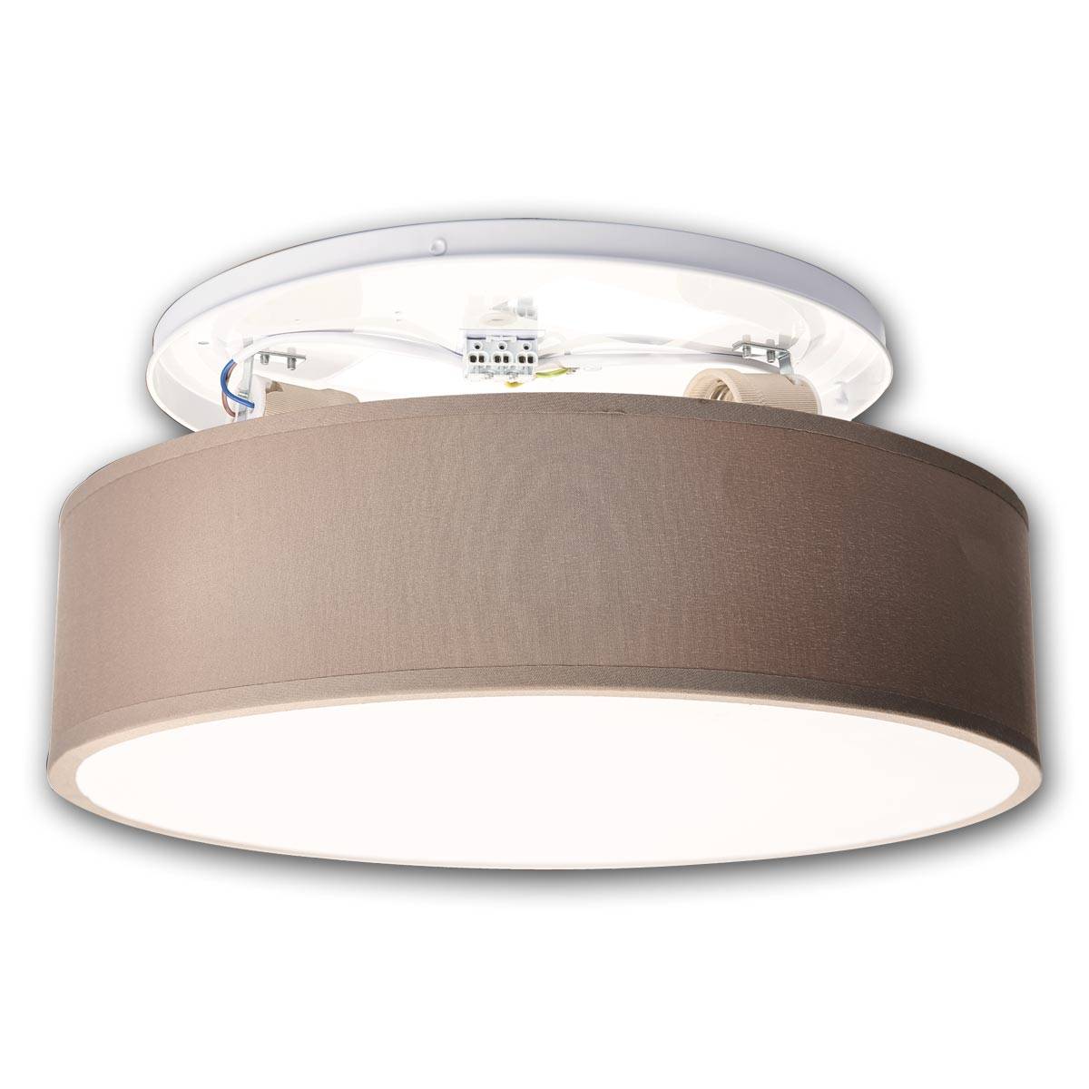 EINLICHT "FABRIC" Ø38CM - Plafonnière - 2X E27, Taupe Stoffen Lampenkap-1