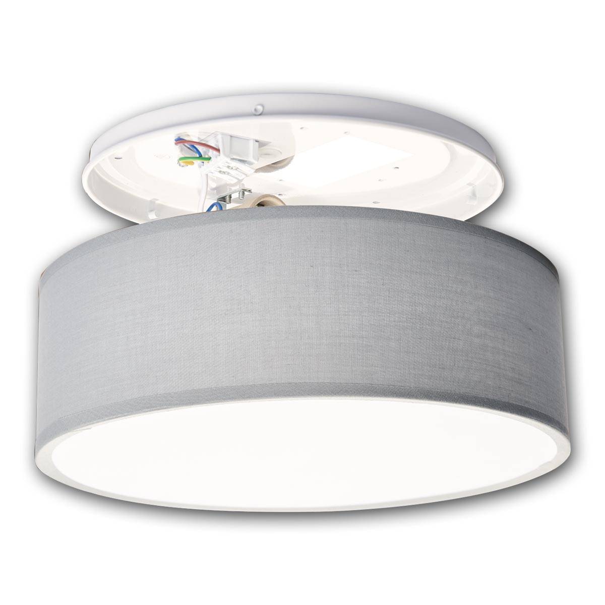 EINLICHT "FABRIC" - Ø30CM - Plafonnière - 1X E27, BlauwGrijs Stoffen Lampenkap-1