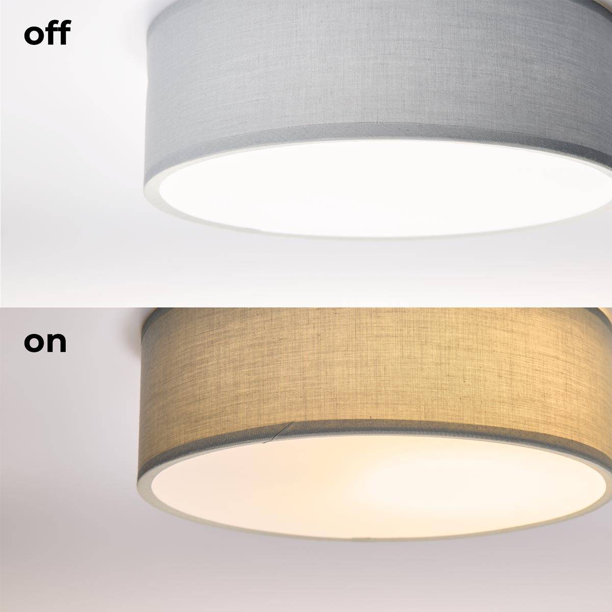 EINLICHT "FABRIC" - Ø30CM - Plafonnière - 1X E27, BlauwGrijs Stoffen Lampenkap-3