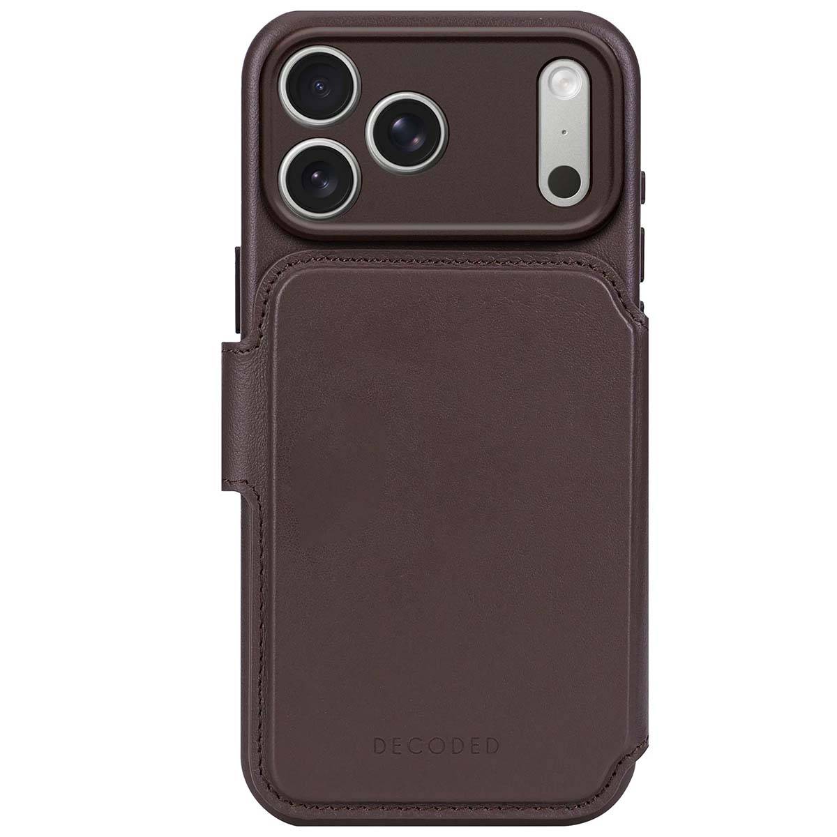 Decoded leren portemonnee met afneembare achterkant voor iPhone 17 Pro, chocoladebruin.-0