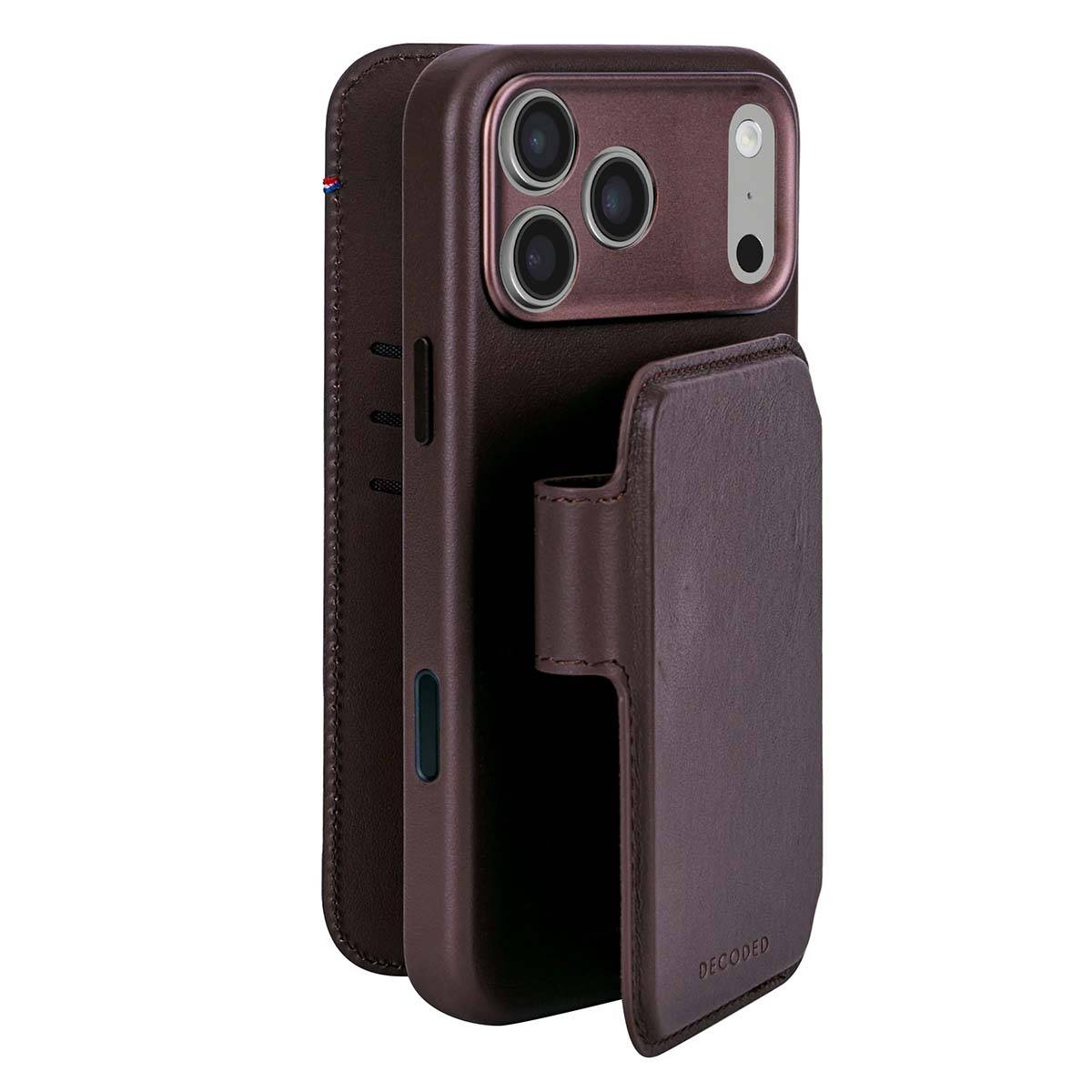 Decoded leren portemonnee met afneembare achterkant voor iPhone 17 Pro, chocoladebruin.-3