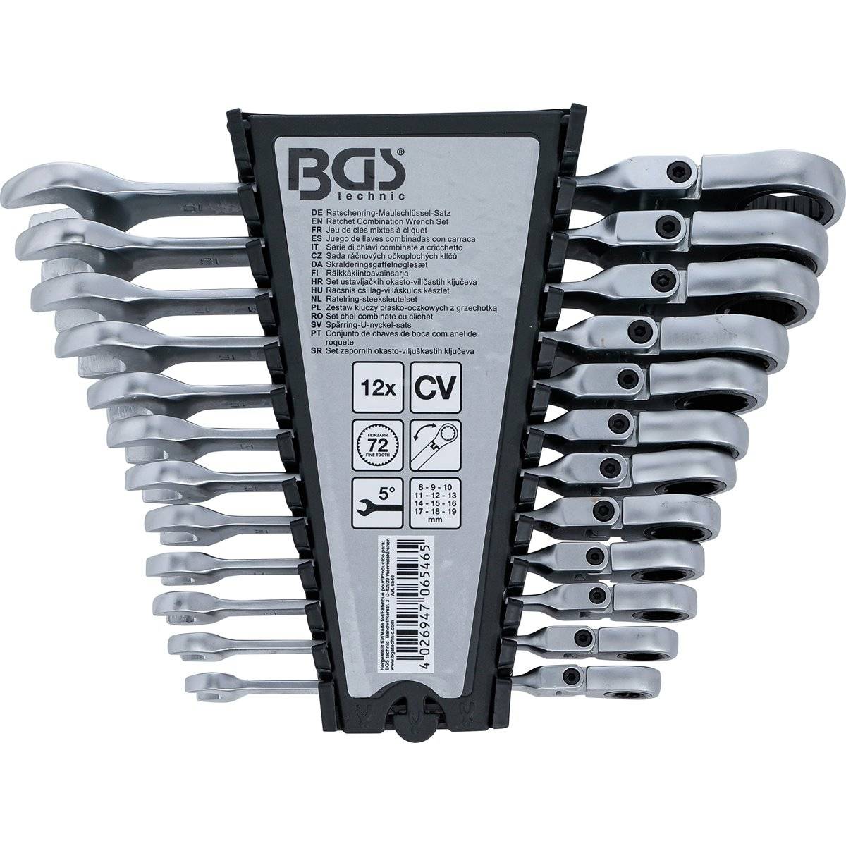 BGS Ratelring-steeksleutelset - plooibaar - 8 - 19 mm - 12 delig-1