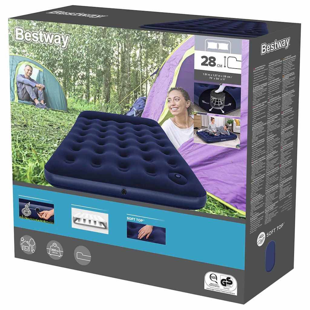 Bestway Inflatable Campingmat 2 Persoon 1,91 m x 1,37 m x 22 cm - Ingebouwde Voetpomp-3