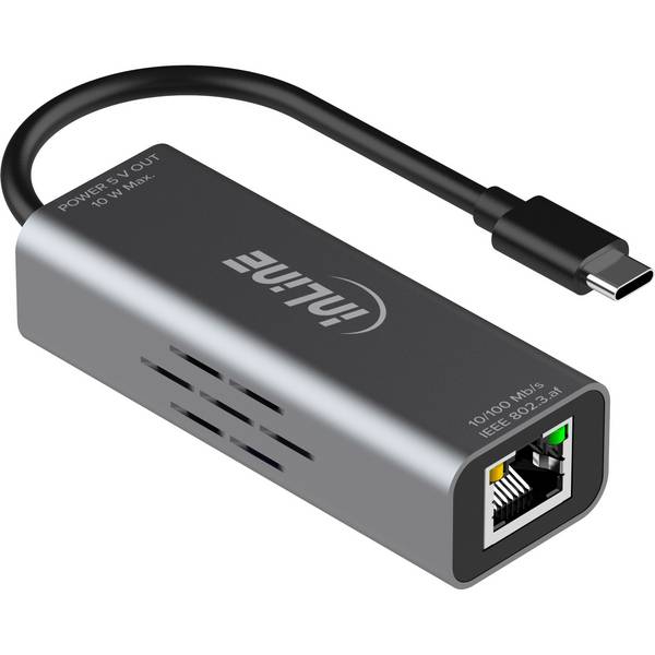 InLine® USB-C naar RJ45 PoE-adapter, overspanningsbeveiliging, 33380J