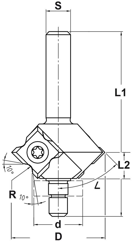 JSO-TRASCO Keermesfase-/Afrondrees45doorsnede R=1/2/3 22243-5-45123 D07-2