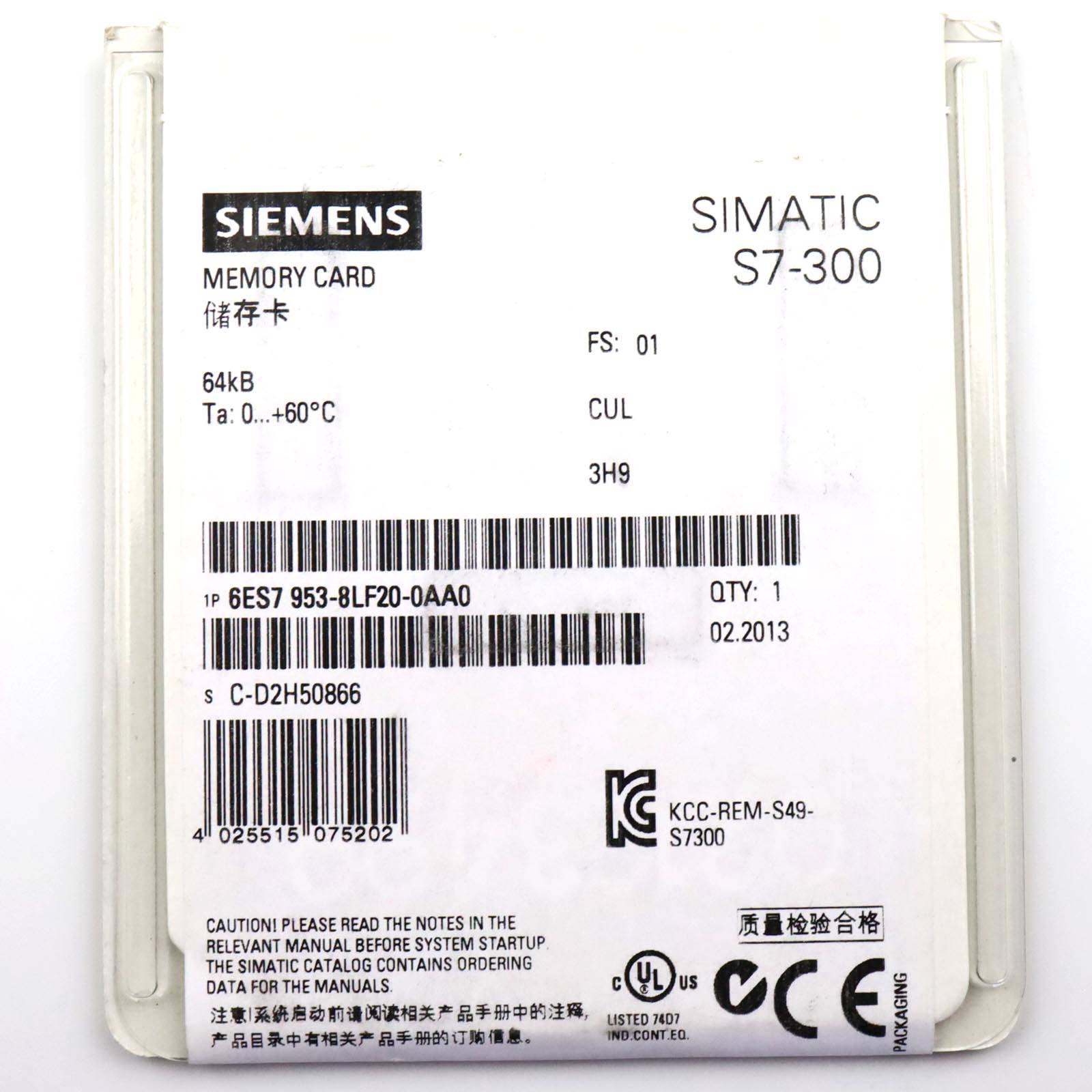 Siemens - 6ES7953-8LF20-0AA0 - SIMATIC S7, MICRO MEMORY CARD F. S7-300/C7/ET 200, 3.3 V NFLASH, 64 KBYTES-1