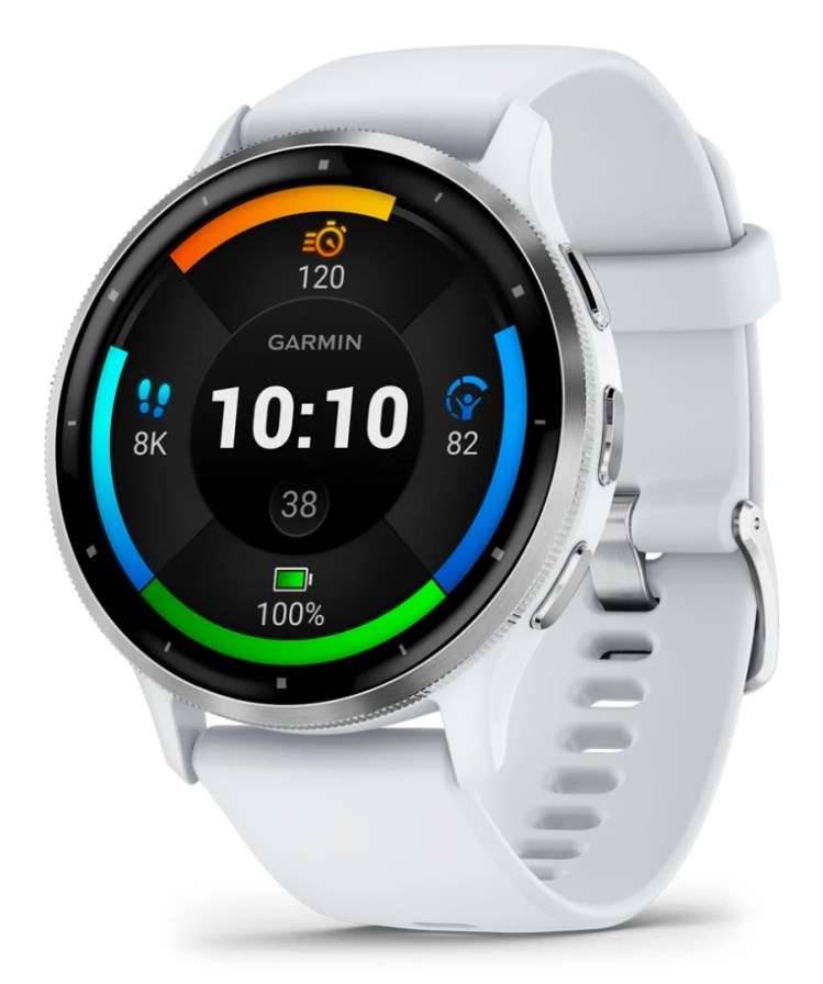 Garmin Venu 3 3,56 cm (1.4") AMOLED 45 mm Digitaal 454 x 454 Pixels Touchscreen Zilver, Wit Wifi GPS-0