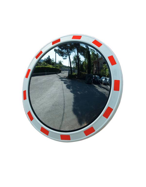 Verkeersspiegel rond, wit/rood, Ø60 cm