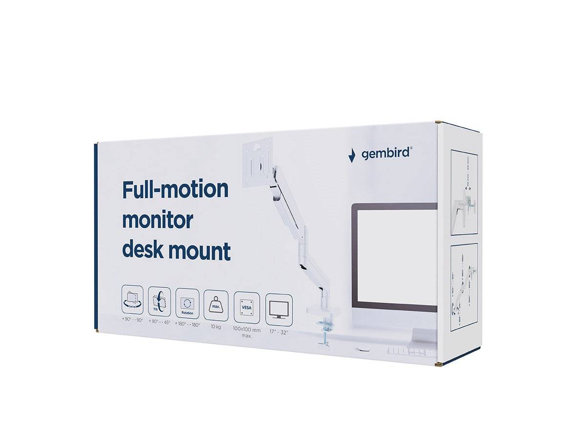 GEMBIRD MA-DA1-04-W Houder; 10kg; 17÷32"; wit; 75x75mm,100x100mm; monitor x1 - 1 stuk-4
