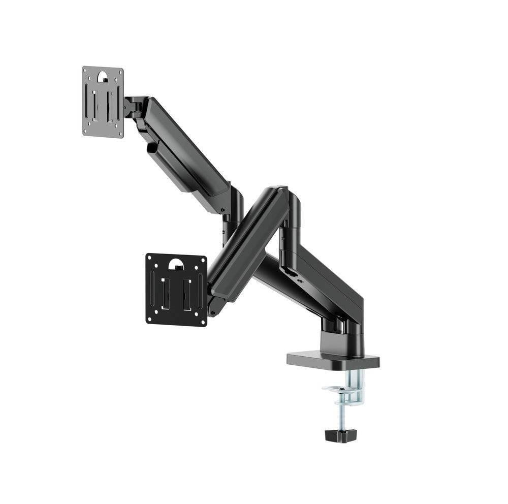 Full-motion dubbele monitorarm met gasveer, 17â-32'', zwart-1