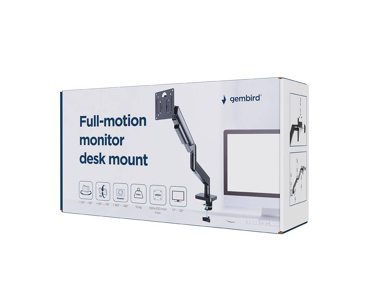 GEMBIRD MA-DA1-04 Houder; 10kg; 17÷32"; zwart; 75x75mm,100x100mm; monitor x1 - 1 stuk-4