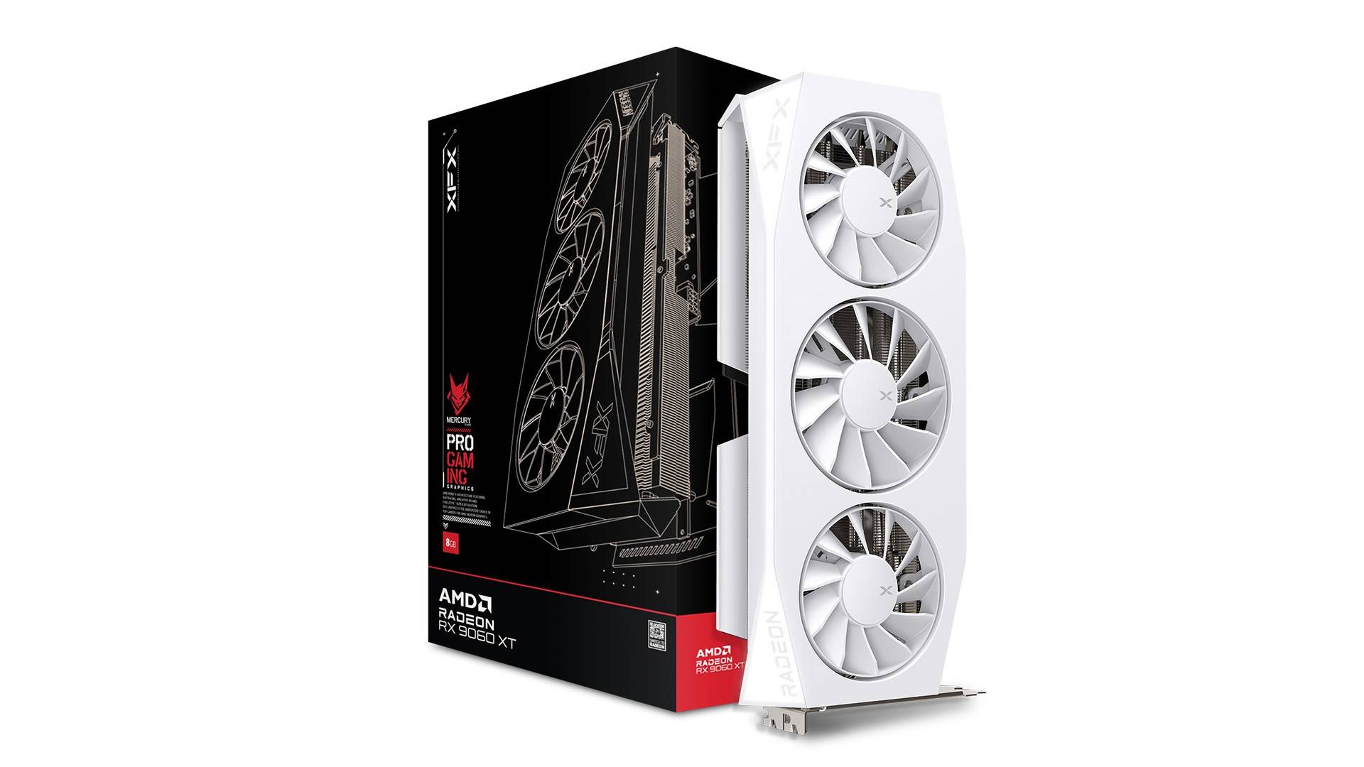 XFX Mercury Grafische Kaart 16GB RX 9060XT OC Gaming Wit RX-96TMERCW9 GDDR6-Speicher-5