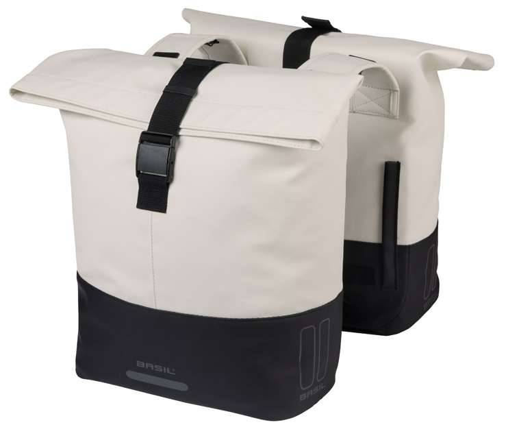 Dubbele fietstas Basil Cove 28-32L 14 x 29 x 36 cm - wit/zwart-0