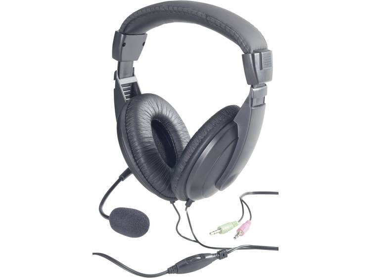 Basetech BT-260A PC-headset 3.5 mm jackplug Kabelgebonden, Stereo Over Ear Zwart