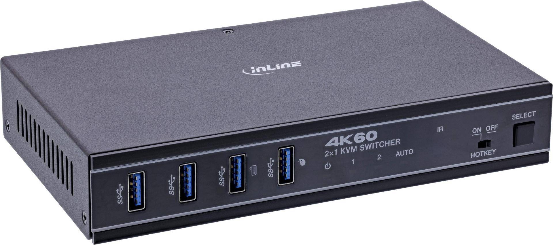 InLine KVM Switch - 2-poorts - HDMI & USB-C - 4K 60Hz - Switch (57885E) 2-port 4K60Hz-0