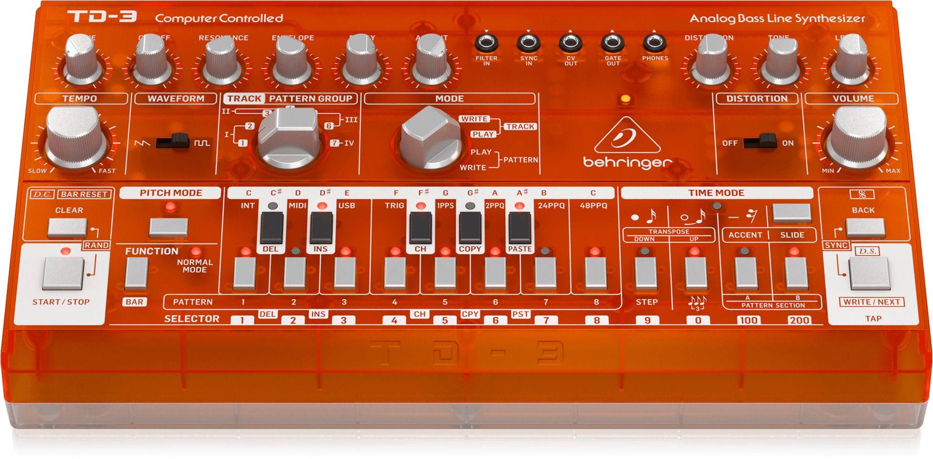 Behringer TD-3-TG Bassline Synthesizer Oranje Transparant-1