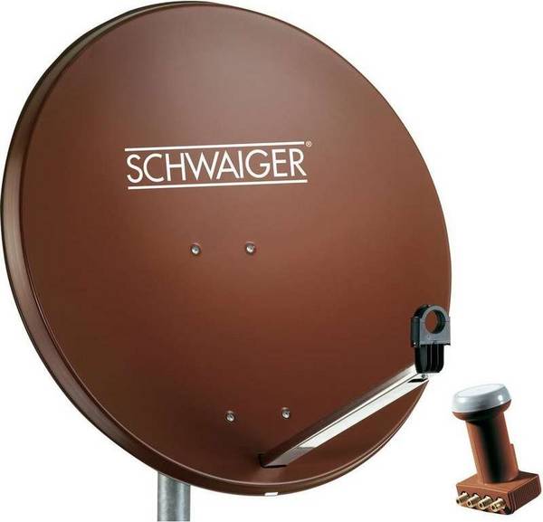 SCHWAIGER SAT Systeem - 80 cm - Quad-LNB voor 4 Gebruikers - Baksteenrood SPI991.2SET