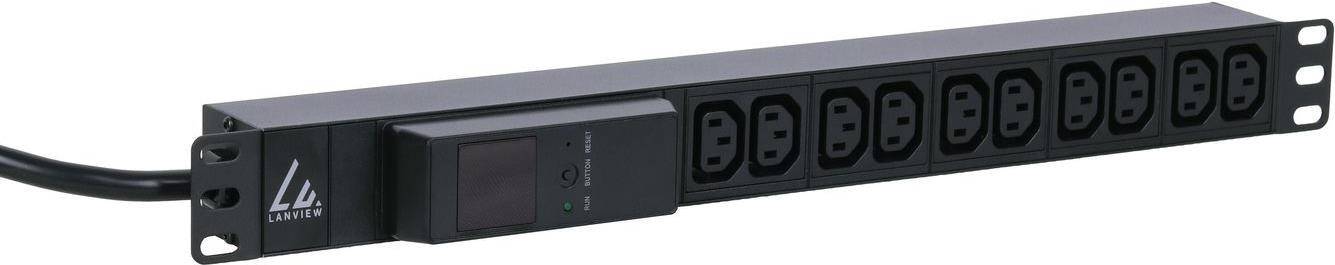 Lanview LVR261877 PDU - 1U Rack - 10 x C13 Uitgangen - 3 m Kabel - 230 V - 16 A-0