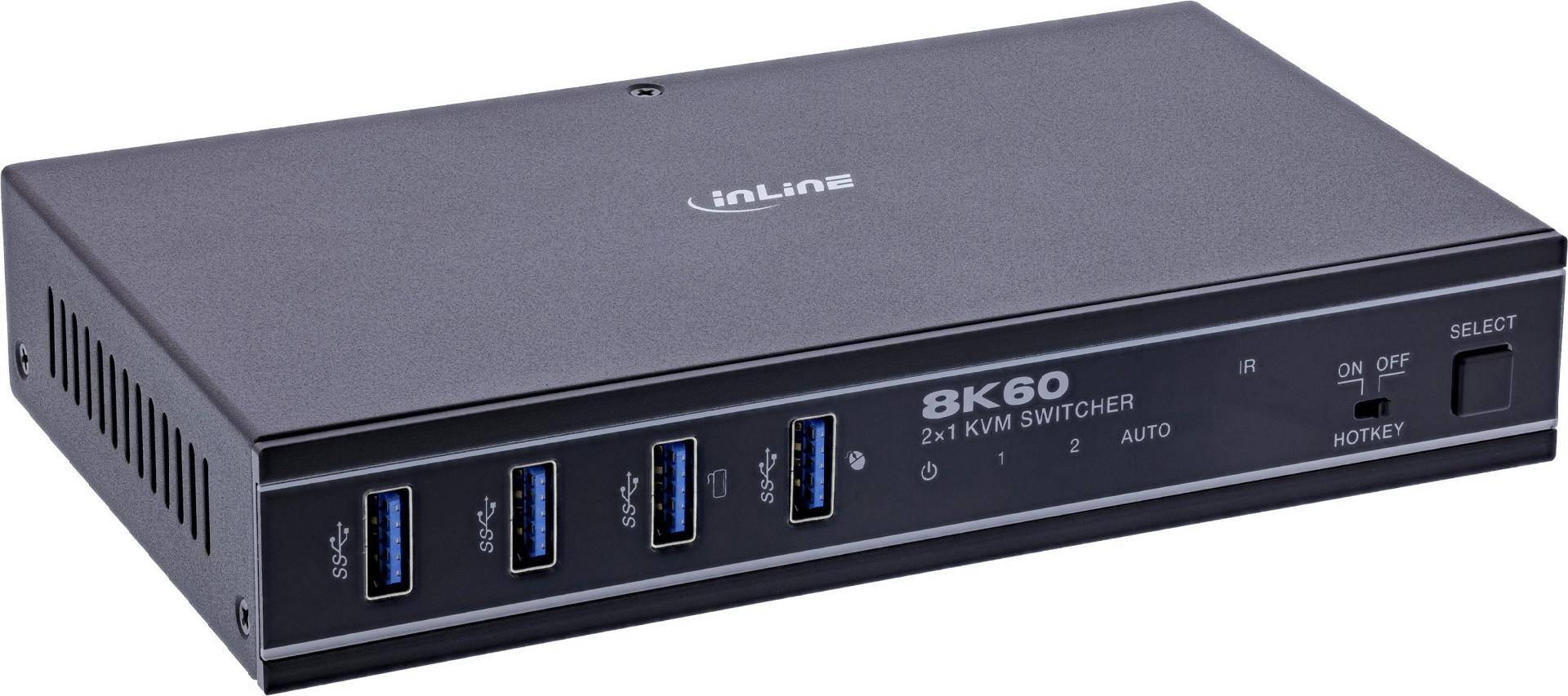 InLine KVM Switch 2-poorts HDMI 8K@60Hz USB 3.2 met IR & RS-232 2-fach 57885C-0