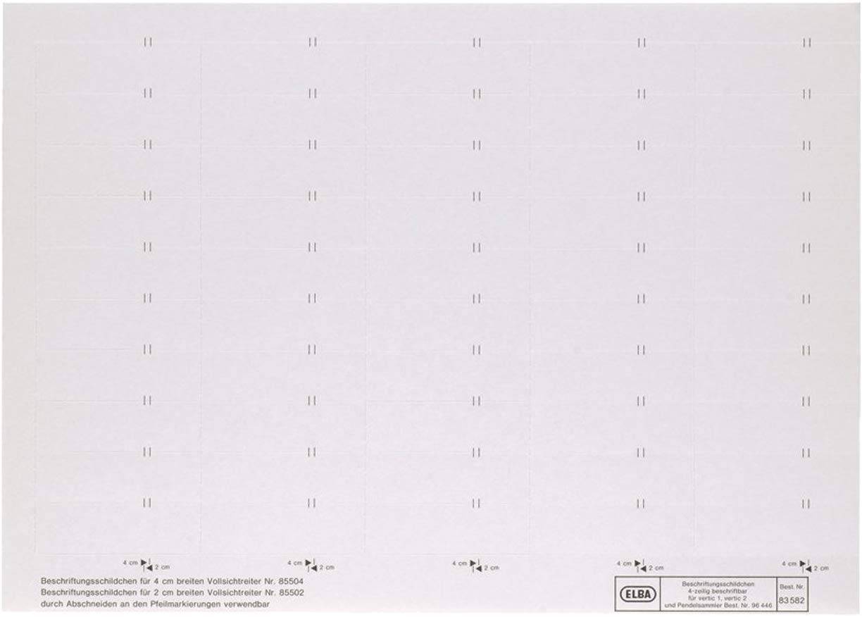 ELBA Labelplaat voor Display Tabs 4 Regels Wit - 10 Vellen van 50 Labels - 83582 WE-0