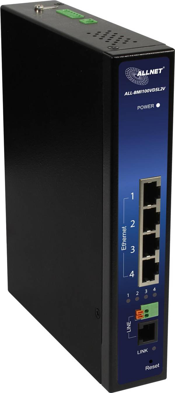 ALLNET 172755 Industrieel VDSL2 Bridge Modem met 4-Poorts Switch (100 Mbps) 802.1Q 802.3u SNMPv2 SNMPv3